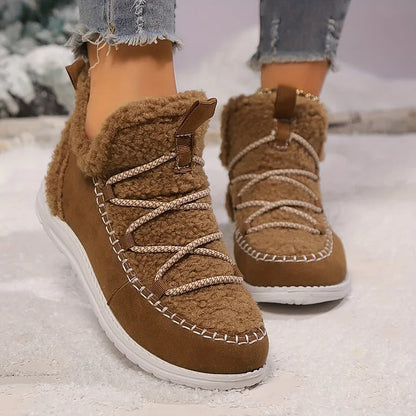 Gemütliche Plüsch-Patchwork-Winterstiefel für Damen