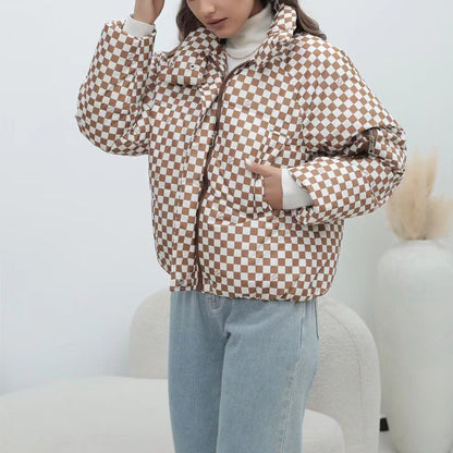 Damen Steppjacke Winddicht mit hohem Kragen