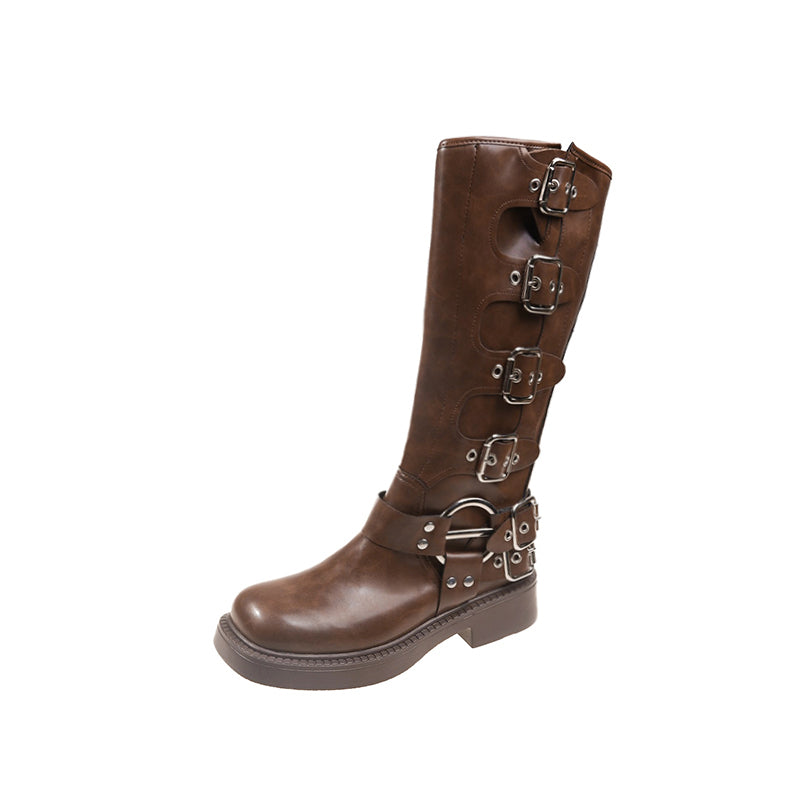 Moderne Low Heel Punk Gothic Rock Stiefel