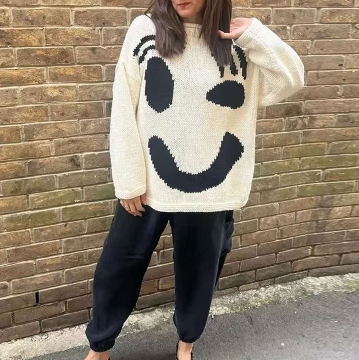 Gemütlicher übergroßer Baumwoll-Strickpullover