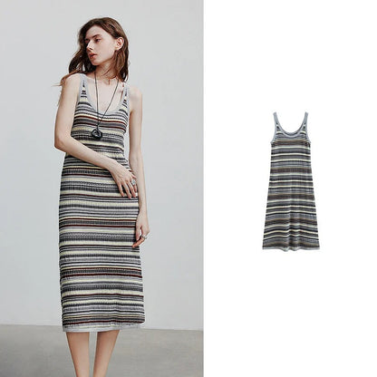 Liesel® | Geripptes Trägerkleid mit buntem Streifenmuster