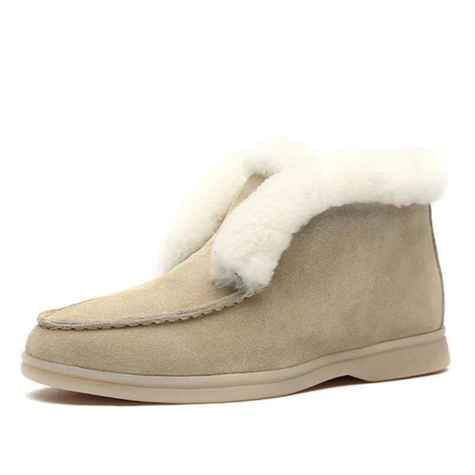 Bequeme Wildleder-Stiefeletten mit Fellfutter zum Hineinschlüpfen