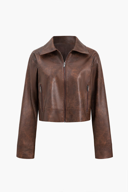 Schickes Lederjacken- und Rock-Set im Motorradstil