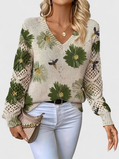 Eleganter Pullover mit floralem Muster