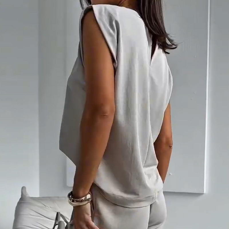 Schickes zweiteiliges T-Shirt- und weit geschnittenes Hosen-Set