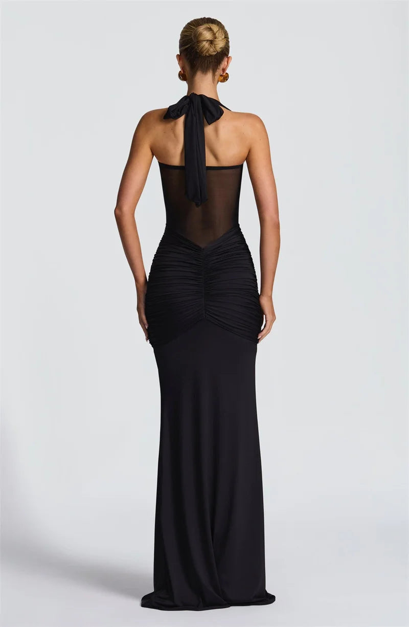 Halter Raffung Bodycon Maxikleid Sculpting Abendkleid