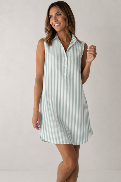Gestreiftes Midikleid aus Baumwolle für Damen