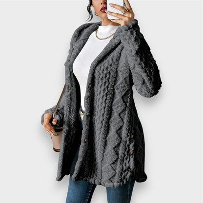 Gemütlicher Plüsch-Kapuzenpullover-Cardigan