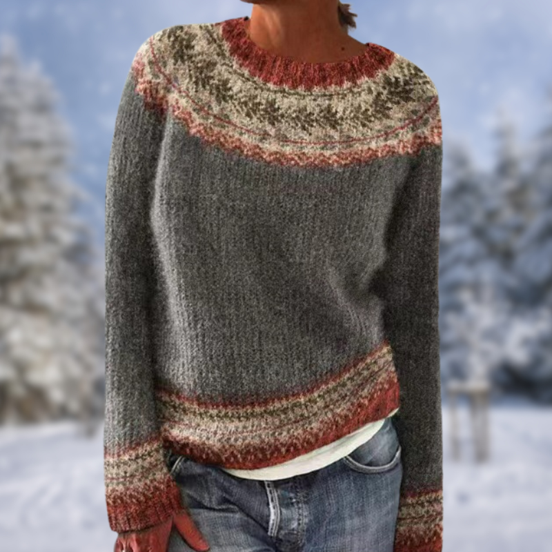 Suzie® | Trendiger Gestrickter & Ethnisch Gemusterter Pullover