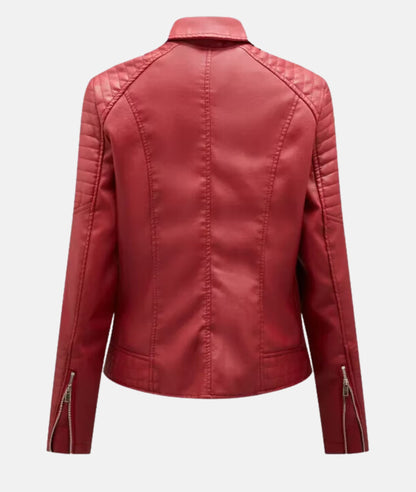 Schicke Damen Bikerjacke aus Kunstleder