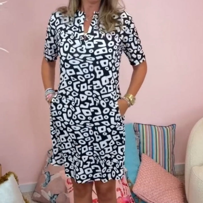 Damen Freizeitkleid mit V-Ausschnitt