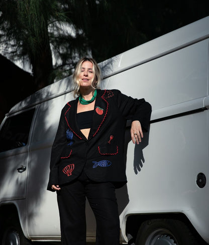 Schicker Blazer mit Hummerdruck für Küstenstil