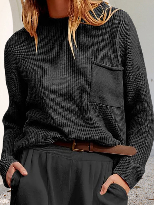 Gemütlicher entspannter Strickpullover mit Taschen