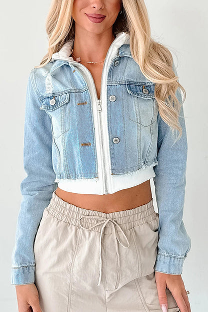 Legere Patchwork-Denim-Kapuzenjacke