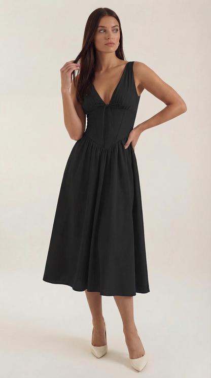 Damen Korsett Midi Sommerkleid
