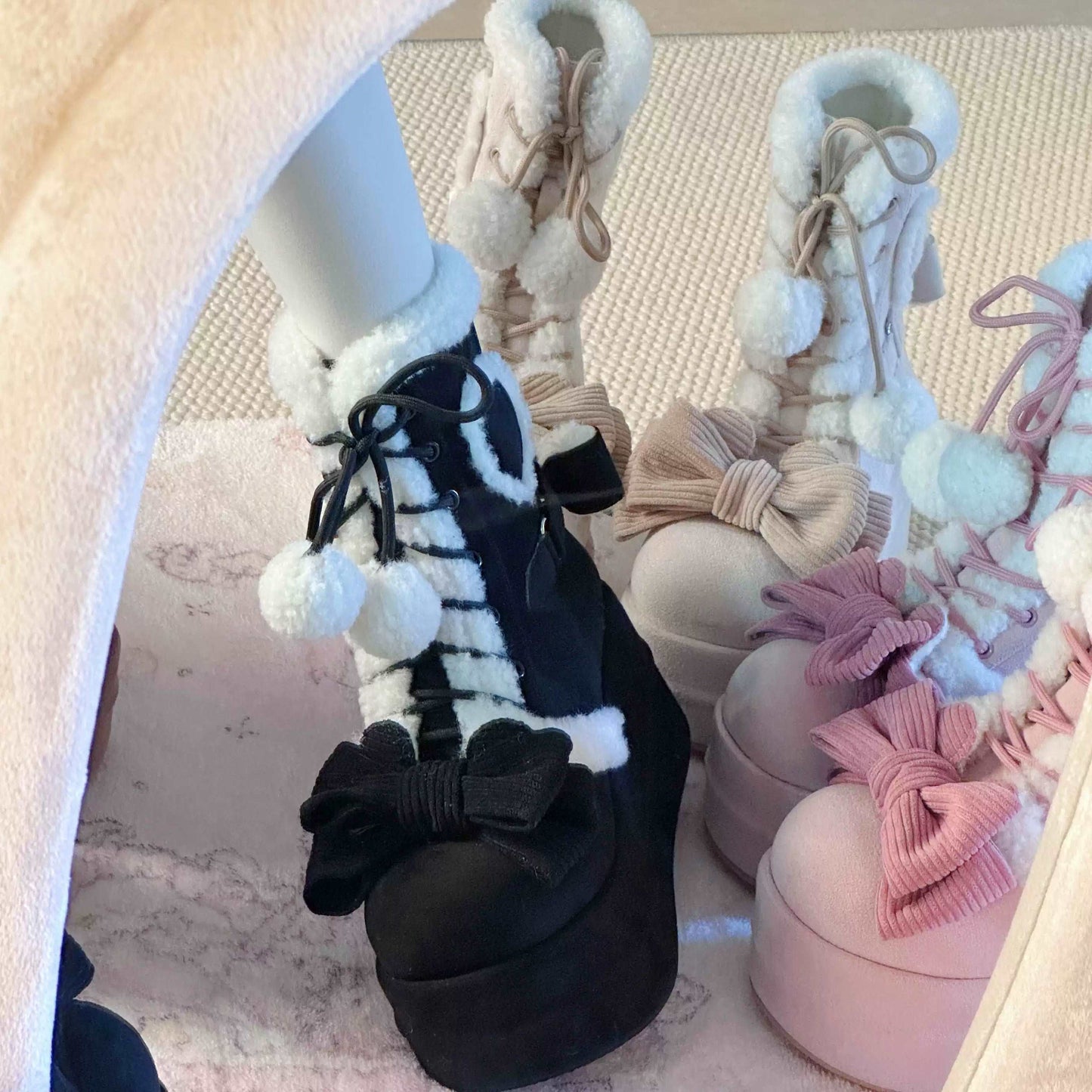 Gemütliche Winterstiefel in Pink und Creme