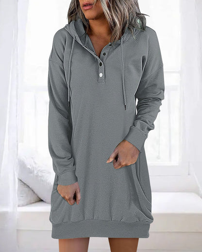 Kay® | Einfarbiger langer Kapuzenpullover