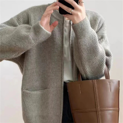 Eleganter Reißverschluss-Cardigan für Damen in Übergröße Komfort