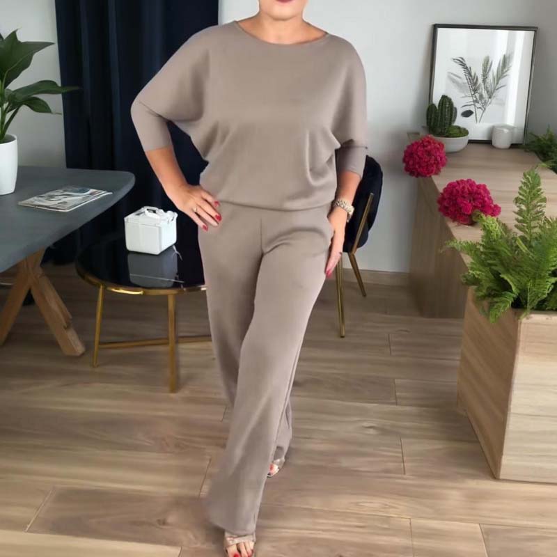 Schickes 3-teiliges Set aus langer Strickjacke, Top und Hose