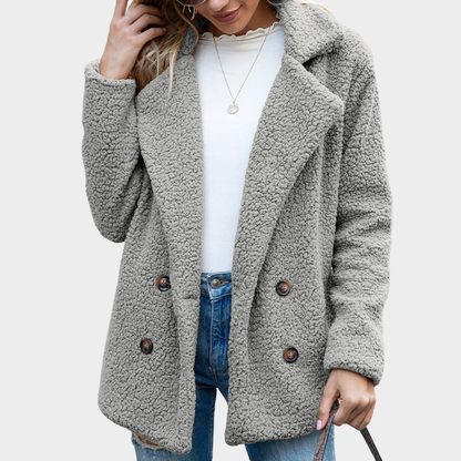 Gemütlicher Teddy-Mantel mit Kragen für schlichten Winterstil