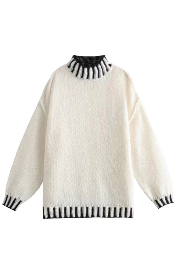 Gemütlicher Rollkragenpullover mit Farbblockdesign
