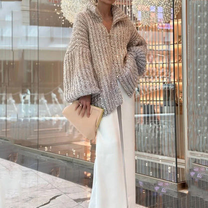 Gestrickter Strickjacke mit Glitzer-Pailletten
