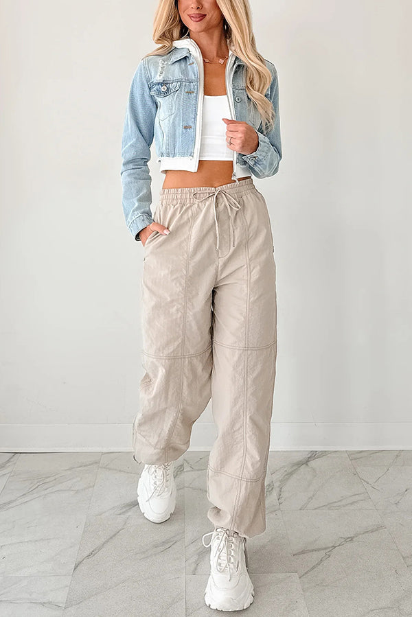 Legere Patchwork-Denim-Kapuzenjacke