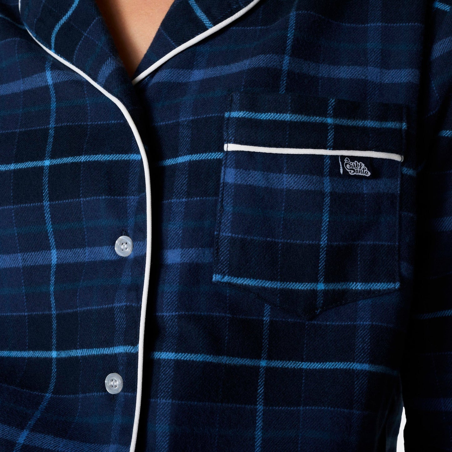 Gemütlicher blauer Flanell-Weihnachtspyjama für Damen