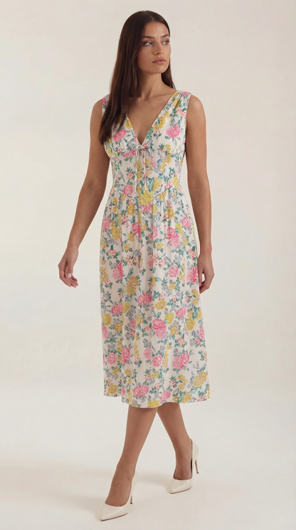 Damen Korsett Midi Sommerkleid