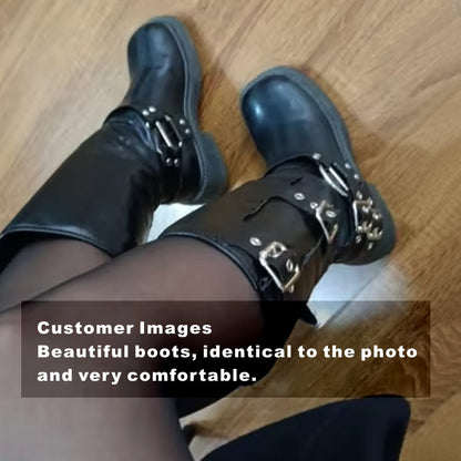 Moderne Low Heel Punk Gothic Rock Stiefel