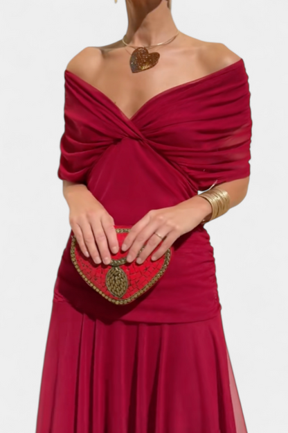 Elegantes Maxikleid für Damen mit floralen Falten