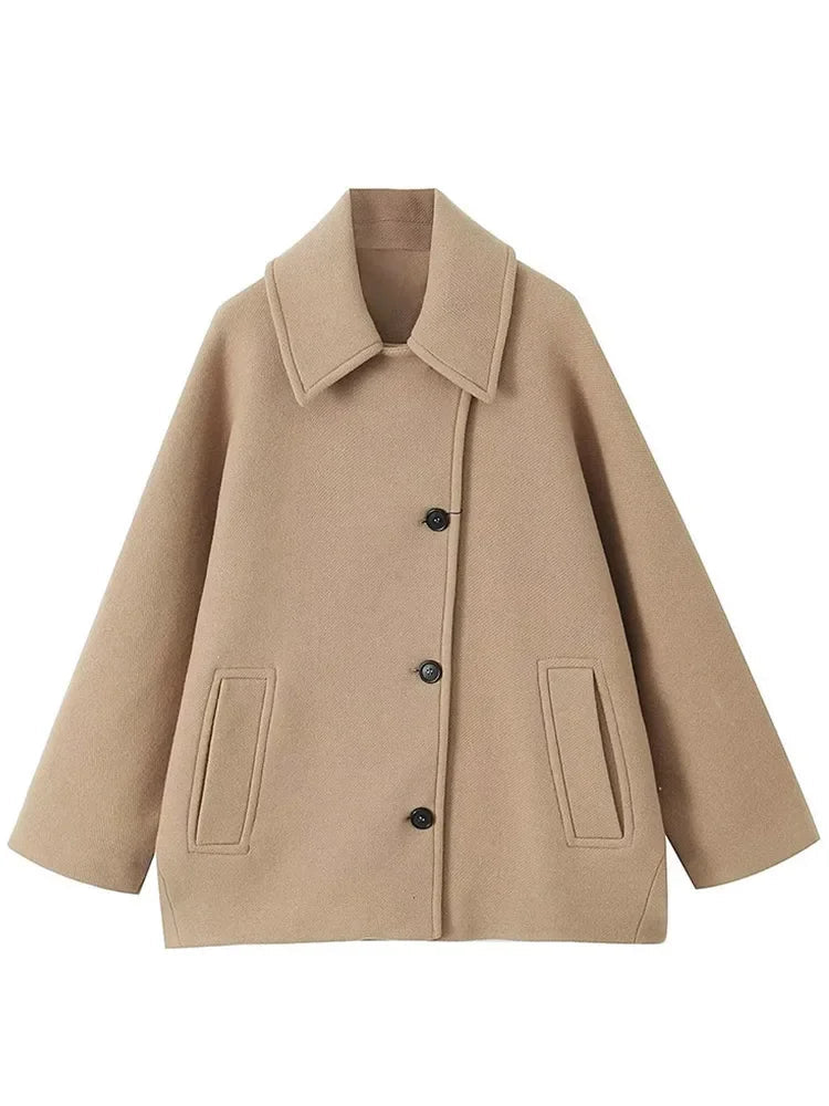 Übergroße Jacke mit umklappbarem Kragen und Seitentaschen