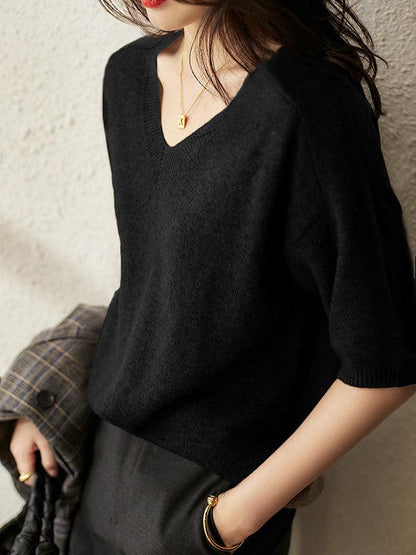 Luxuriöser weicher Kaschmir-V-Ausschnitt-Pullover für Damen