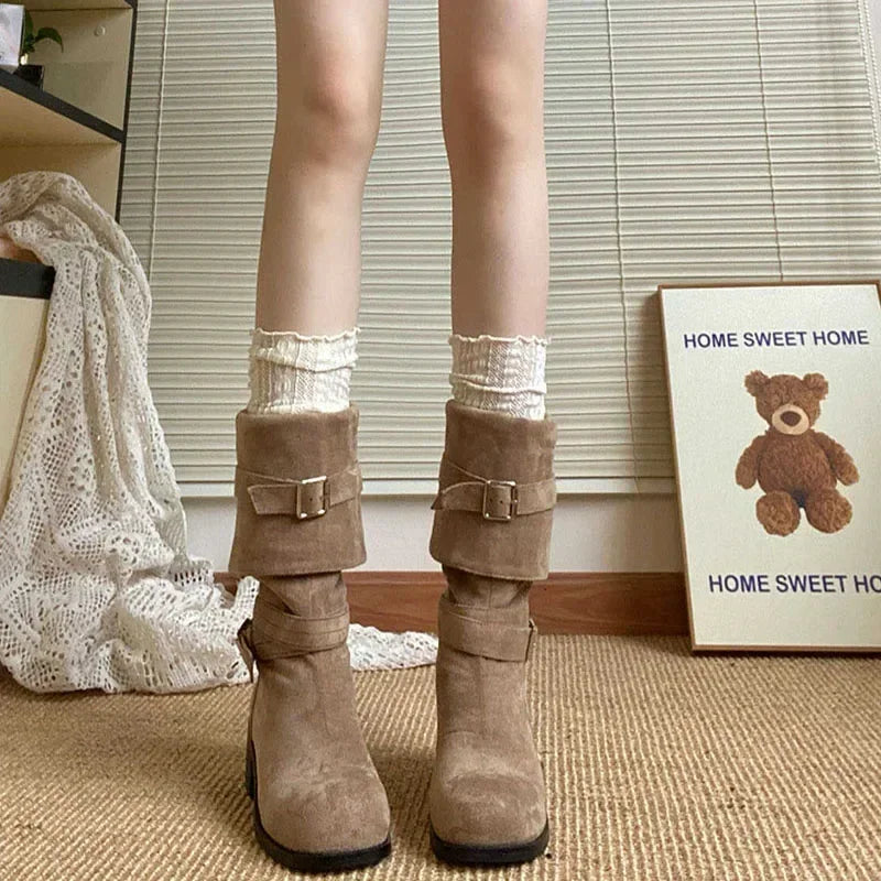 Gefaltete Western-Plateau-Stiefel für Damen