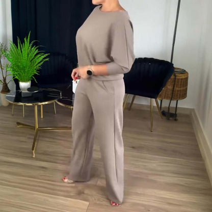 Schickes 3-teiliges Set aus langer Strickjacke, Top und Hose