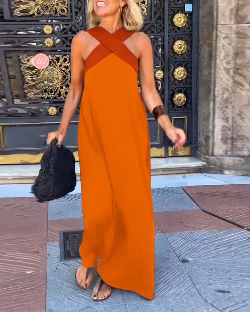 Ärmelloses Cross-Halter-Kleid mit geformter Silhouette