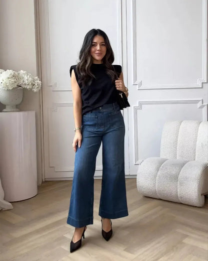 High Waist Weite Bein Jeans für Damen