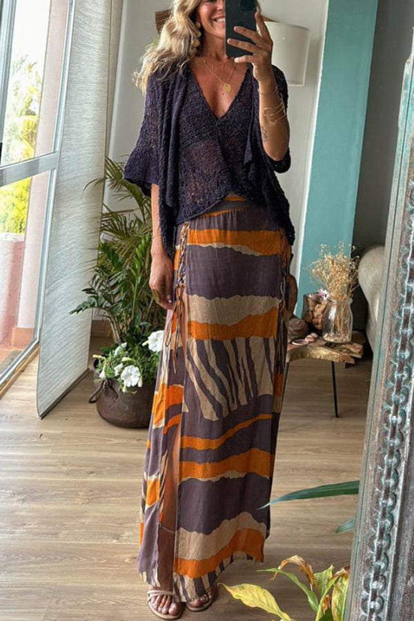 Boho Gestricktes V-Ausschnitt Hohl Lockeres Tanktop