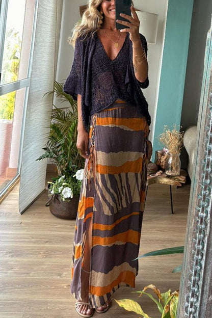 Boho Gestricktes V-Ausschnitt Hohl Lockeres Tanktop
