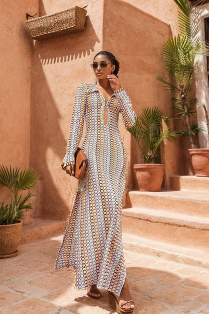 Boho Chic Maxi-Sommerkleid für Strandtage