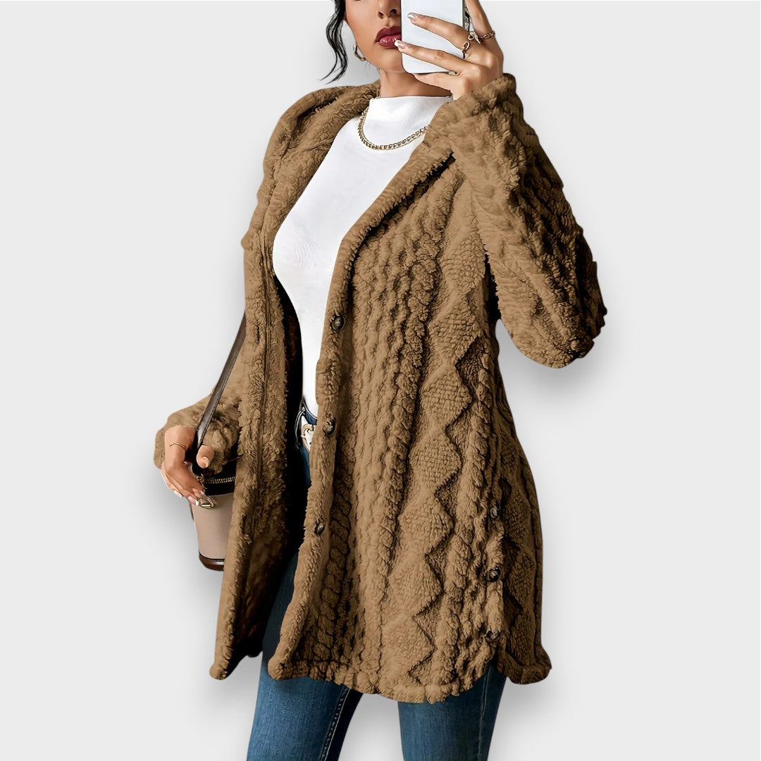 Gemütlicher Plüsch-Kapuzenpullover-Cardigan