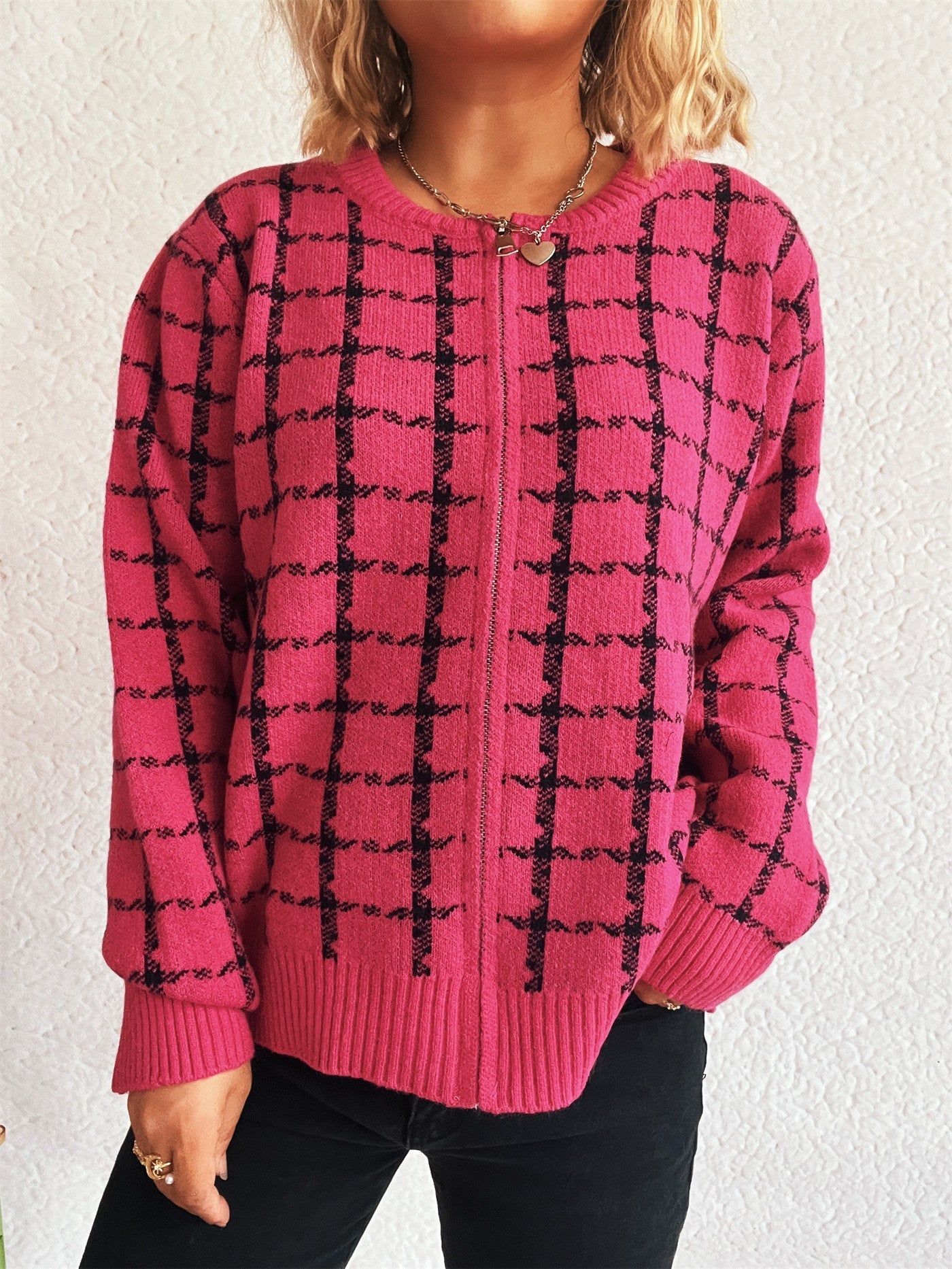 Gemütlicher kariert Cardigan mit Taschen für den Alltagstil