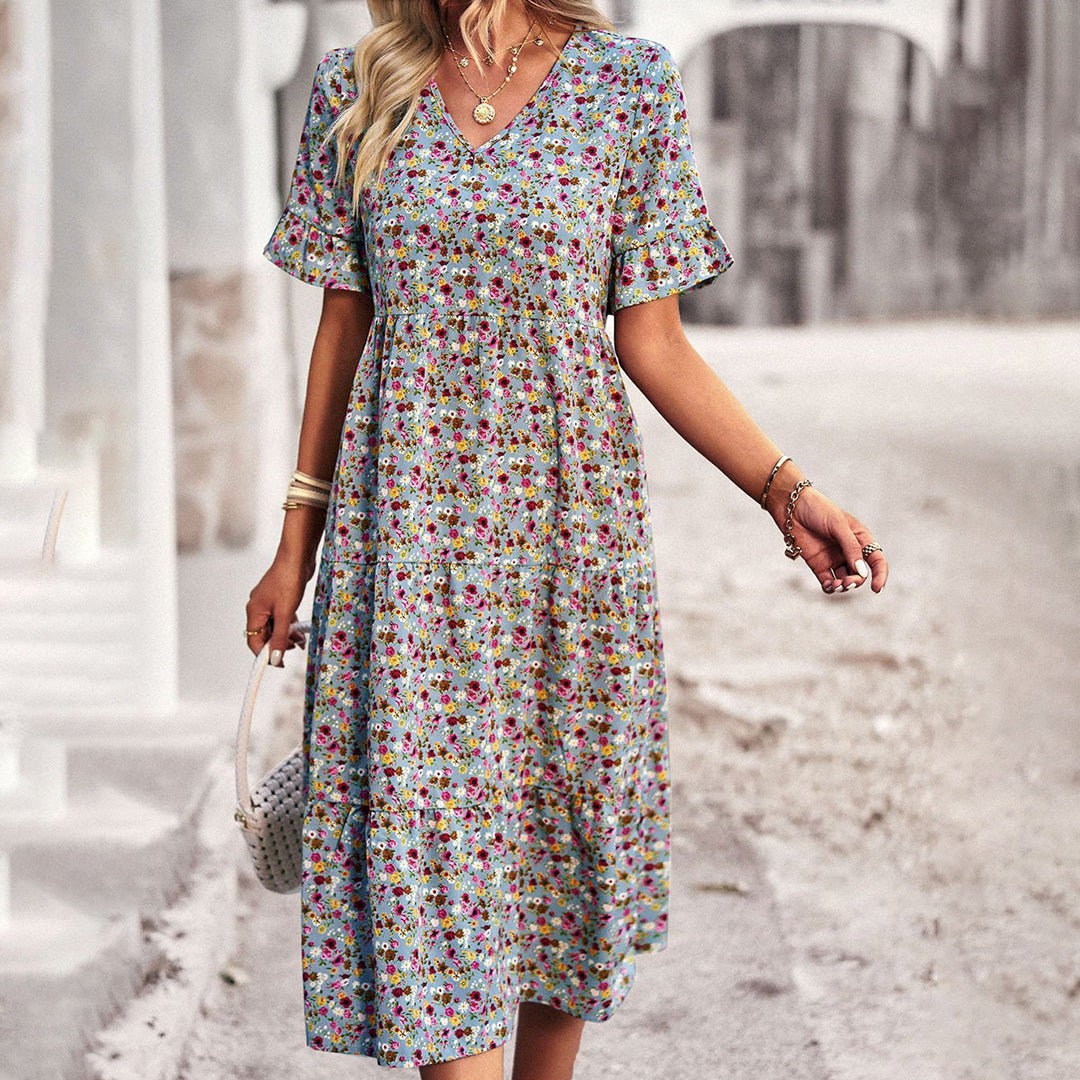 Sommer-Midikleid mit Blumendesign für Damen