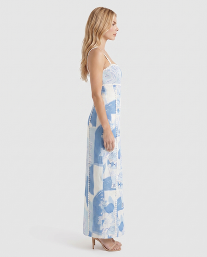 Ärmelloses V-Ausschnitt Blumen Medira Maxikleid