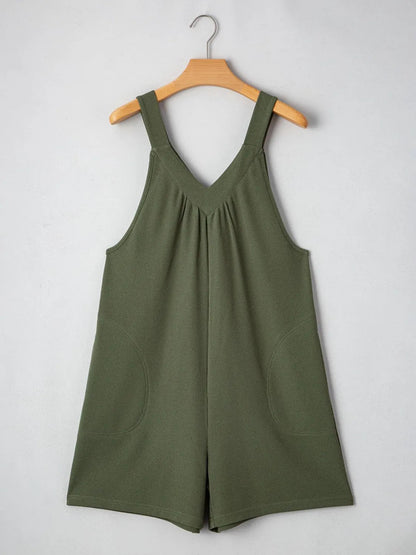 Damen V-Ausschnitt Jumpsuit mit breiten Trägern, lässig