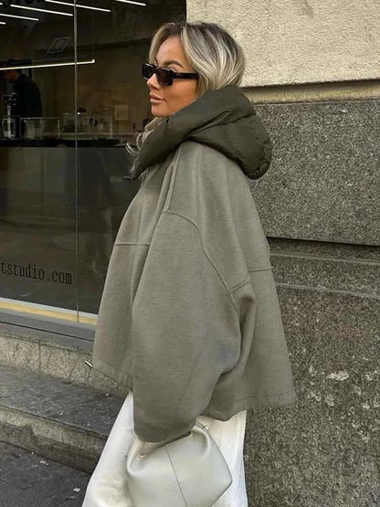 Gemütliche Übergröße Steppjacke mit Kapuze