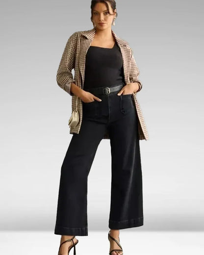High Waist Weite Bein Jeans für Damen
