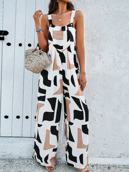Weitbein-Jumpsuit mit Blumenmuster für Damen