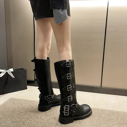 Moderne Low Heel Punk Gothic Rock Stiefel