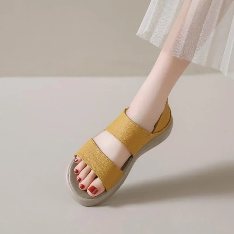 Lässige Echtleder-Slipper-Sandalen mit dicker Sohle